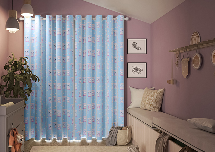 Little Bear, Blue Cotton - Made to Measure Curtains - Image 6